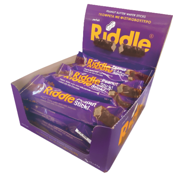 RIDDLE STICKS s arašídovým máslem v mléčné čokoládě 42g