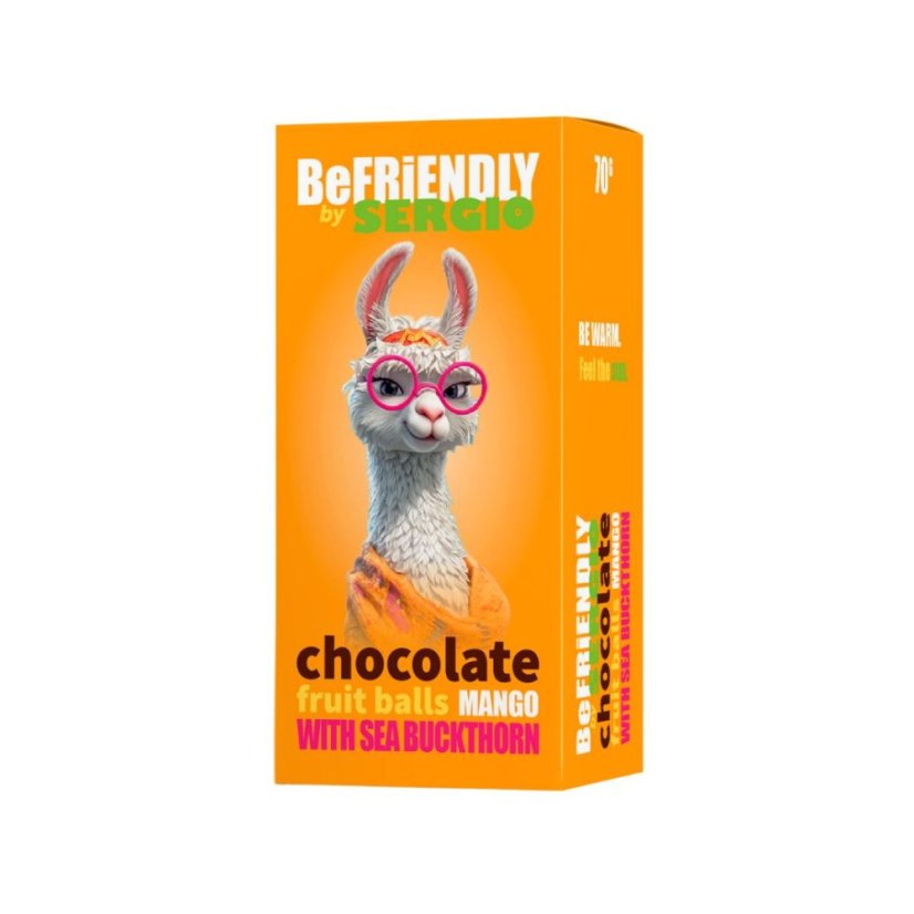 Ovocné kuličky v hořké čokoládě Mango s rakytníkem 70 g
