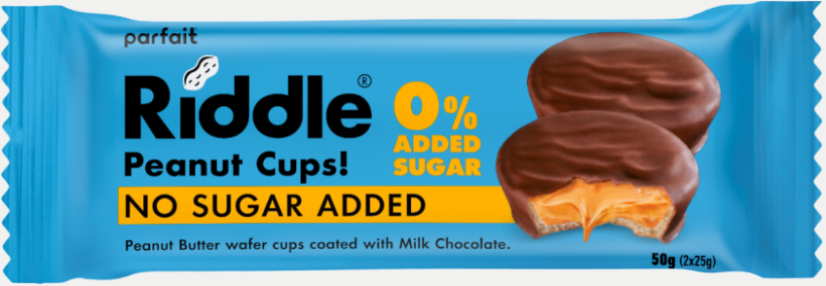 RIDDLE košíčky s arašídovým máslem v mléčné čokoládě bez přidaného cukru 50g