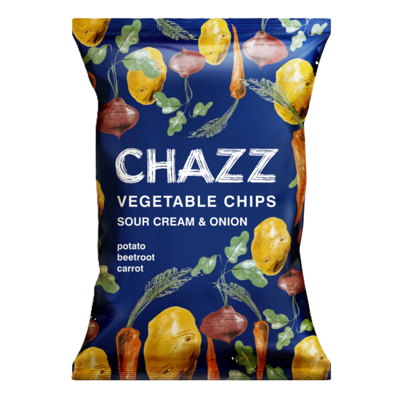 Zeleninové chipsy s příchutí zakysané smetany a cibule 75g Zeleninové chipsy s příchutí zakysané smetany a cibule 75g