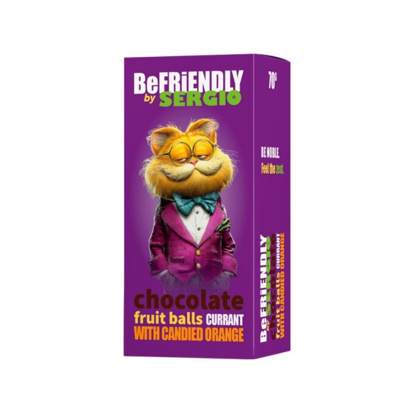 Ovocné kuličky v hořké čokoládě Rybíz s kandovaným pomerančem 70 g