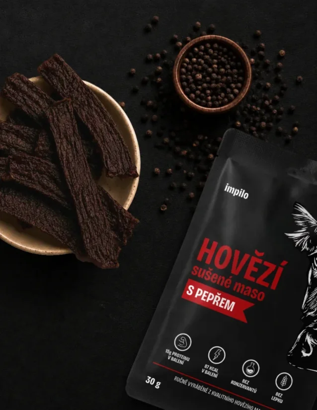 Sušené hovězí  maso s pepřem – 30 g